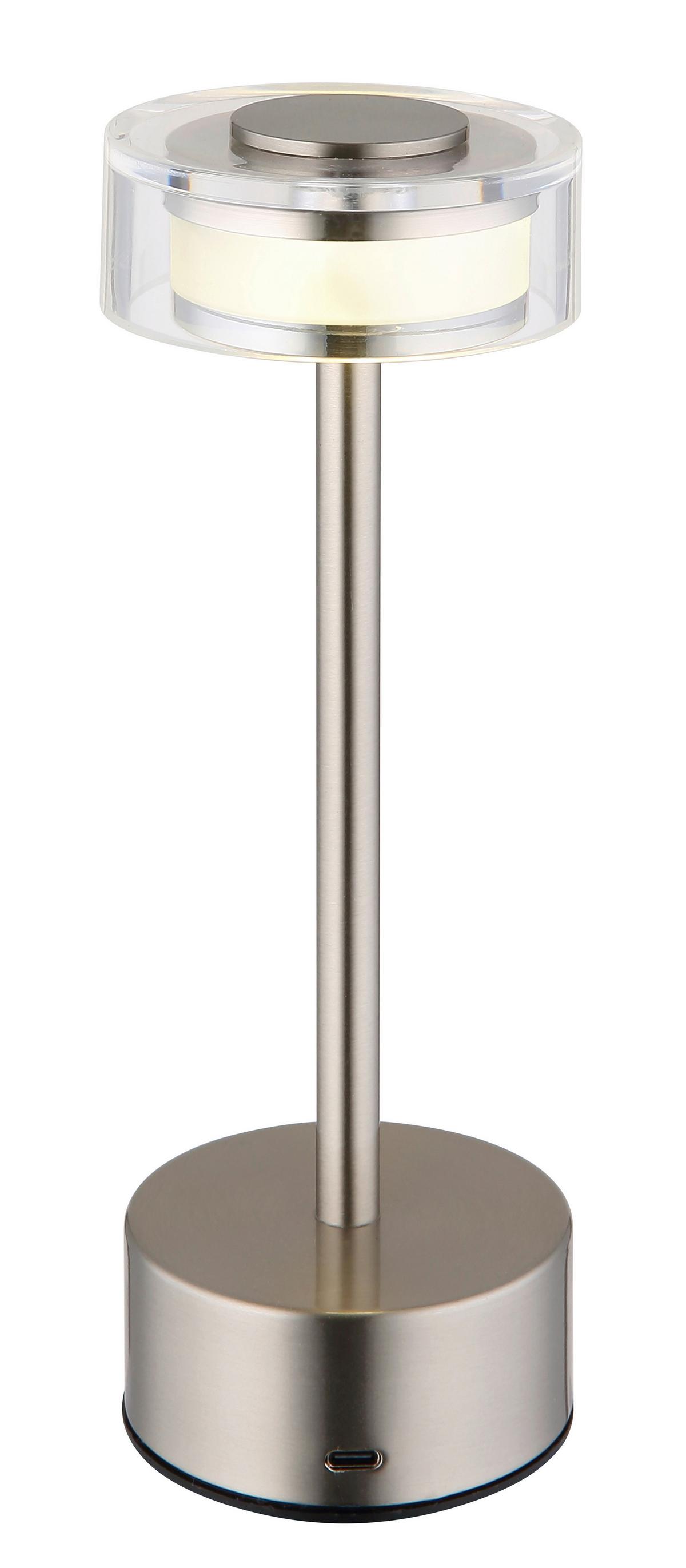 Akku-tischleuchte 21026n Shira - Klar/Opal, Design, Kunststoff/Metall (8/23,5cm) - Globo