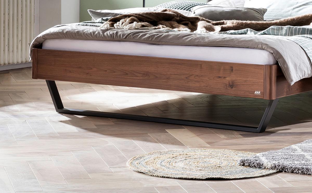 Bett Montieri Nussbaumfarben 140x200 Cm - Dunkelgrau/Anthrazit, MODERN, Holz/Textil (140/200cm) - Hasena