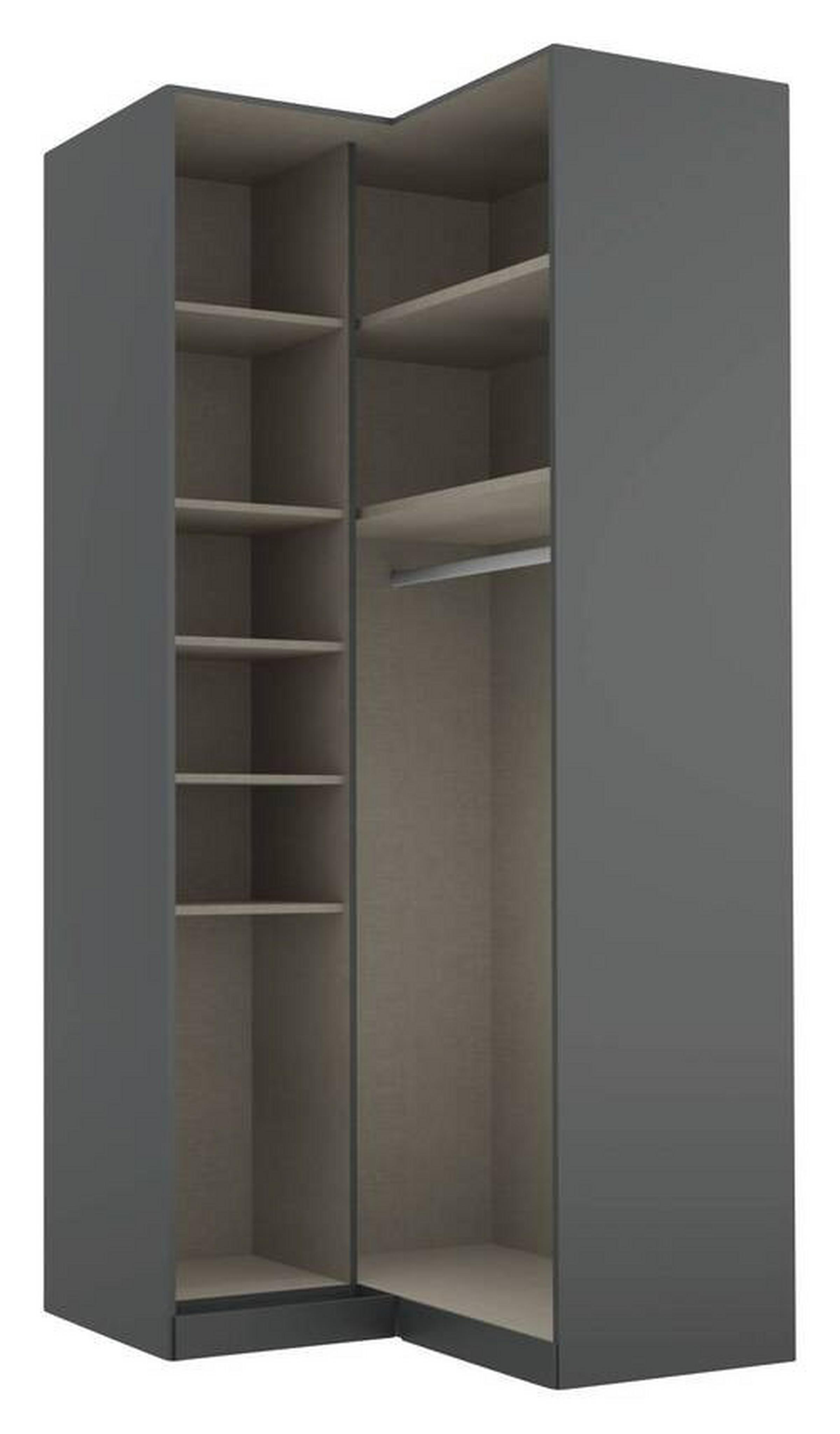 Eckkleiderschrank in Grau