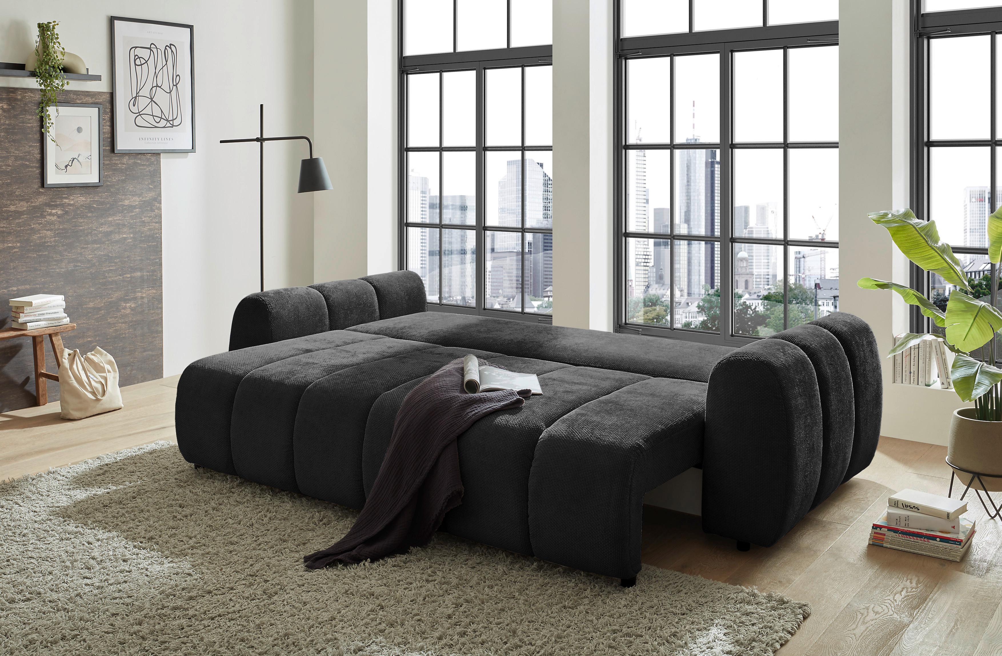 Schlafsofa Bubble Schwarz B: 256 Cm - Schwarz, Design, Textil (256/76/112cm) - MID.YOU