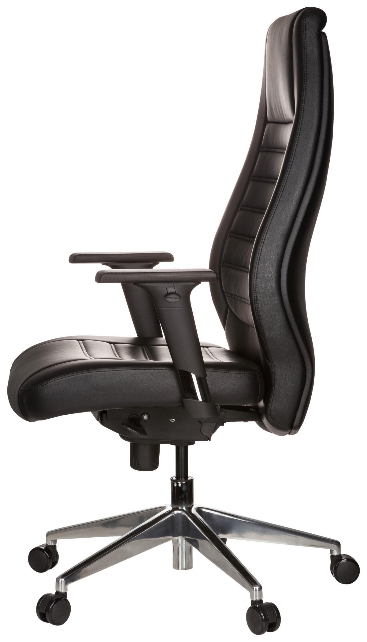 Chefsessel Vitoro Schwarz Bis 150 Kg - Silberfarben/Schwarz, Basics, Kunststoff/Textil (65/133/65cm) - MID.YOU