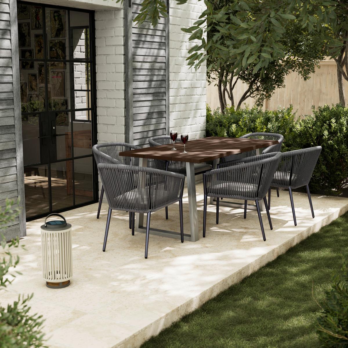 Záhradný stůl akáciea masiv MAURO 180x90cm - barvy vlašských ořechů, Moderní, kov/dřevo (180/90/77cm) - Bessagi Garden