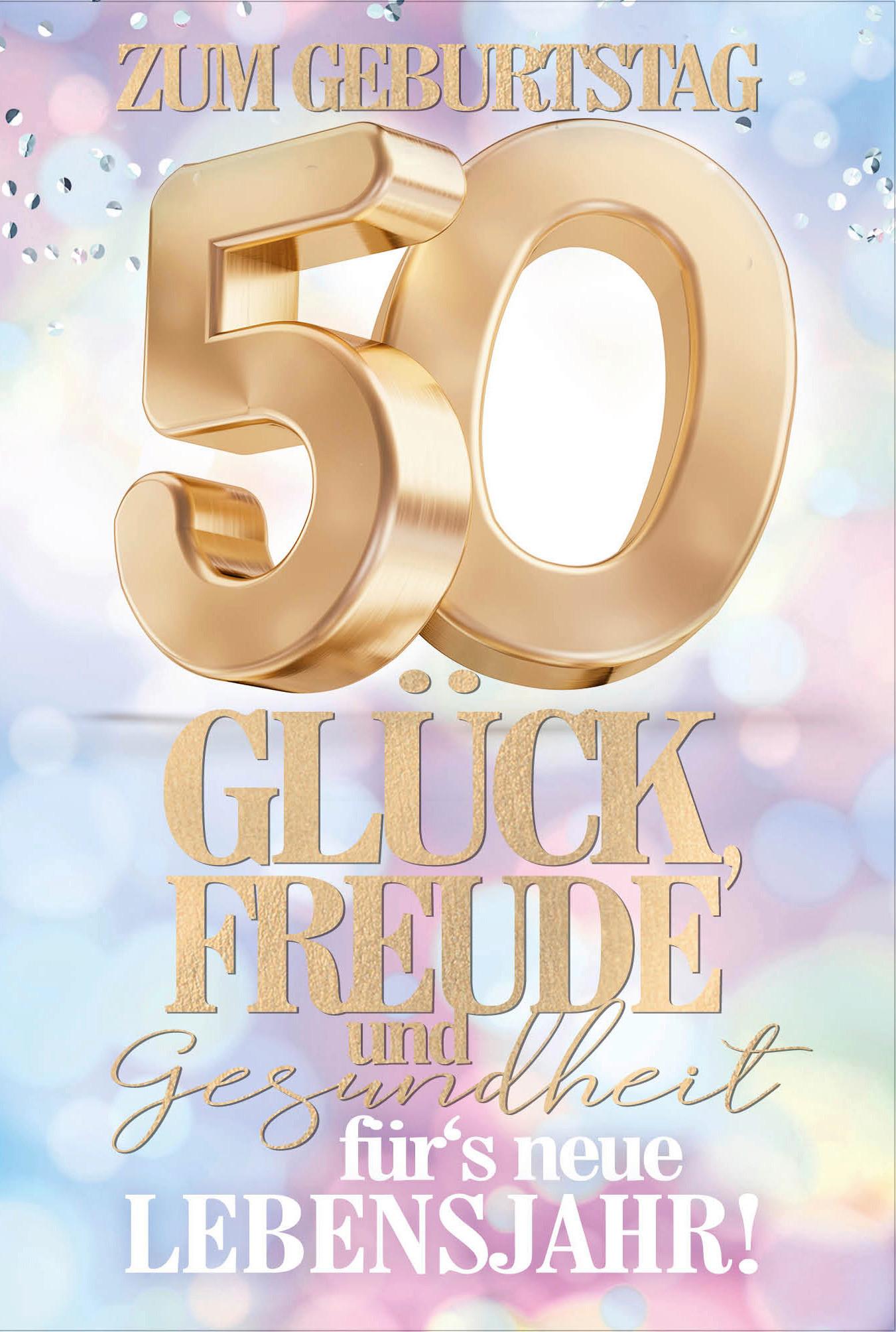 Billett Geburtstag Zahl 50 - Multicolor, Basics, Papier/Kunststoff (12/18/2cm)