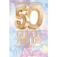 Billett Geburtstag Zahl 50 - Multicolor, Basics, Papier/Kunststoff (12/18/2cm)