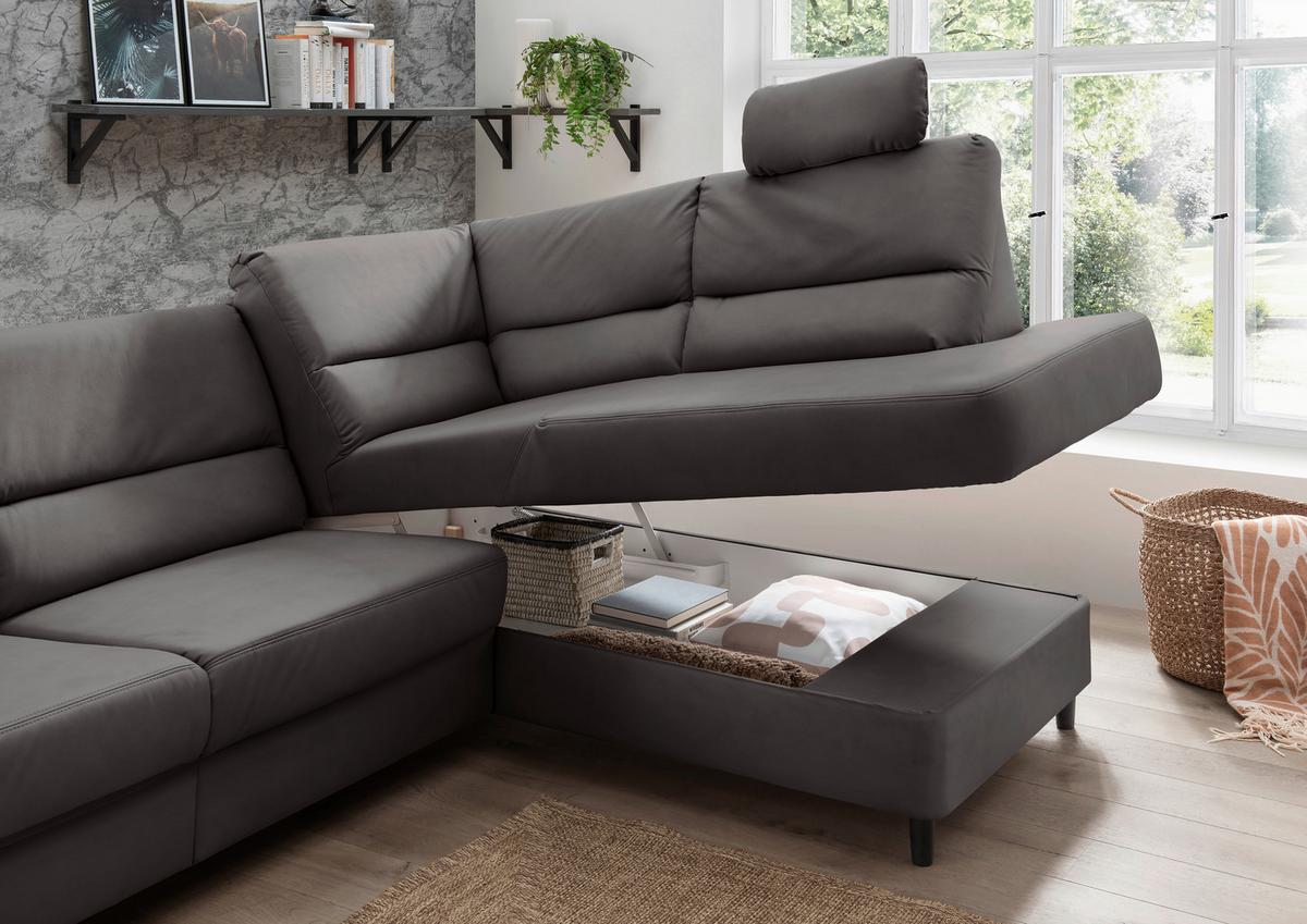 Ecksofa Cavoli Anthrazit S: 266x190 cm - Anthrazit/Schwarz, MODERN, Textil (266/190cm) - Livetastic