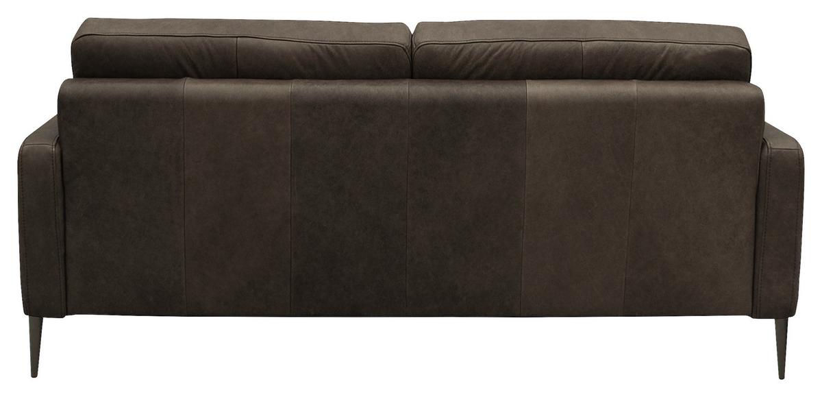 2-Sitzer-Sofa Spring, Fango B: 157 cm - Fango/Schwarzchrom, Design, Leder (157/85/92cm) - Livetastic
