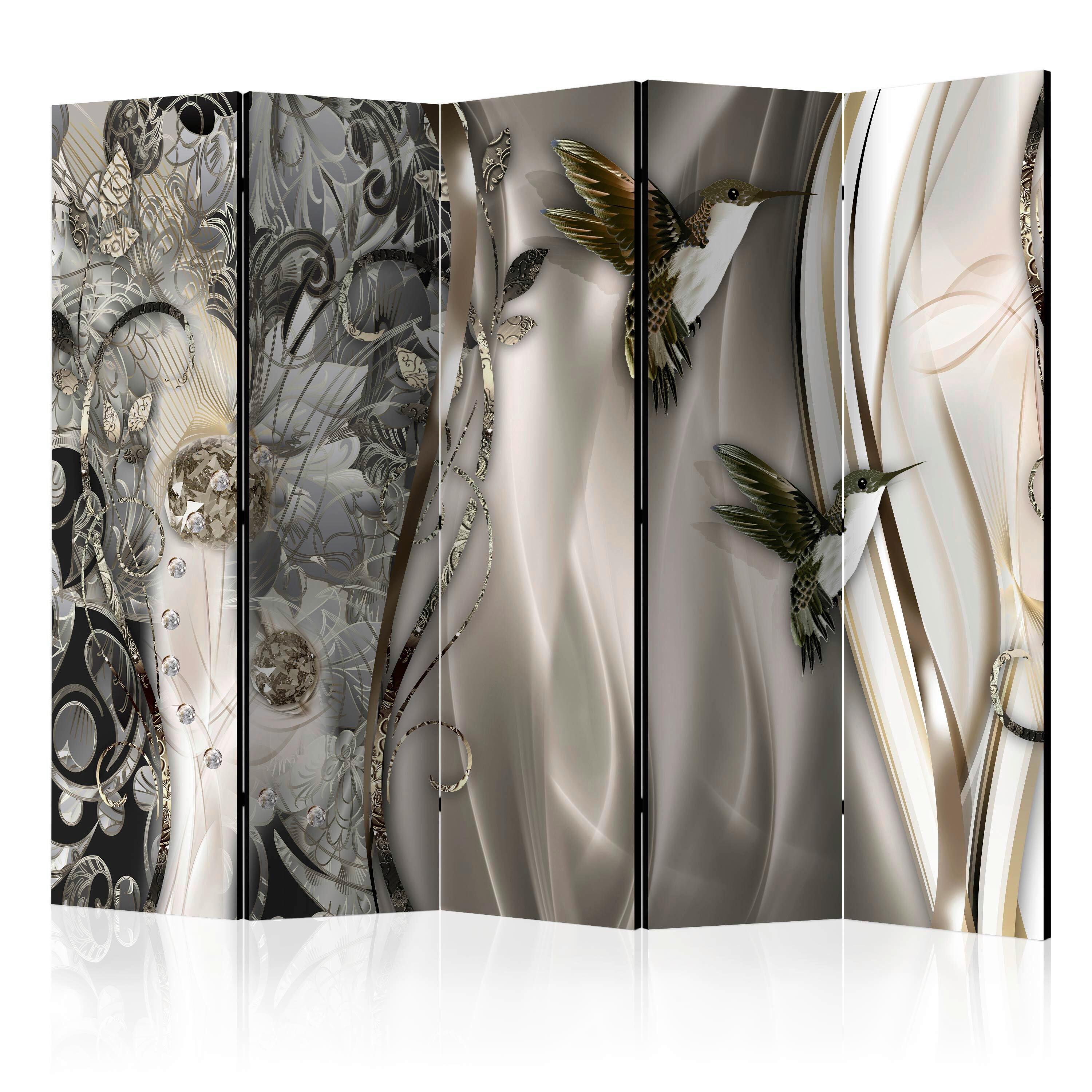 Paravent Grau Beige B: 225 cm - Beige/Grau, Basics, Holz/Textil (225/172/3cm) - artgeist