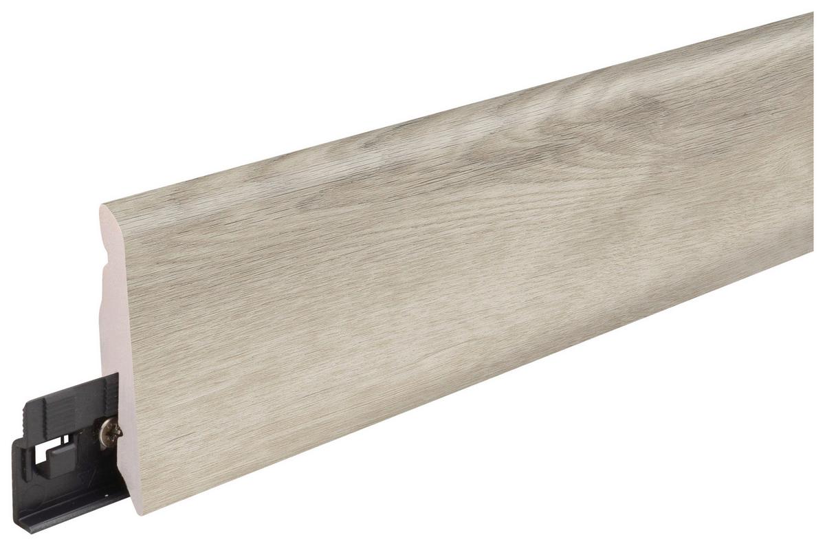Sockelleiste Ontano White - Hellgrau, Basics, Kunststoff (240/5,8/1,2cm)