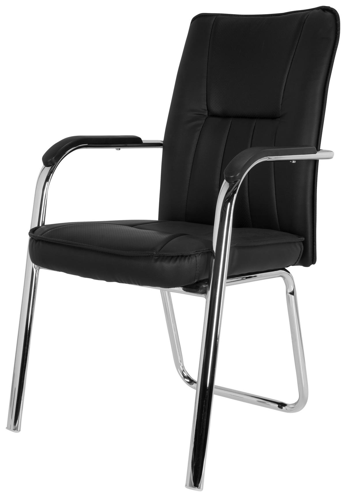 Besucherstuhl Banda V Schwarz - Chromfarben/Schwarz, MODERN, Textil/Metall (55/94/44cm) - MID.YOU