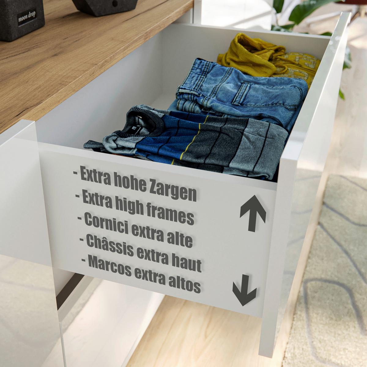 Sideboard Posseik Industrial Weiß/eichefarben B: 119 Cm - Eichefarben/Schwarz, Design, Holzwerkstoff (119/75/42cm) - P & B