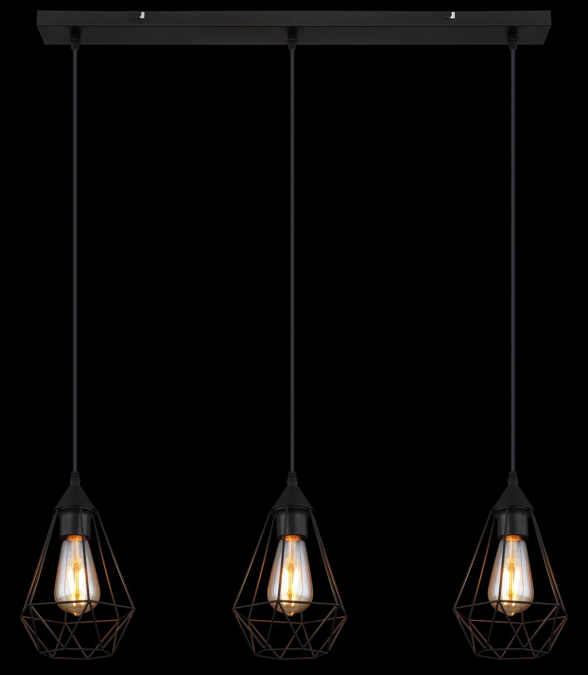 Hängeleuchte 15745-3h - Schwarz, Design, Textil/Metall (79/17/120cm) - Globo