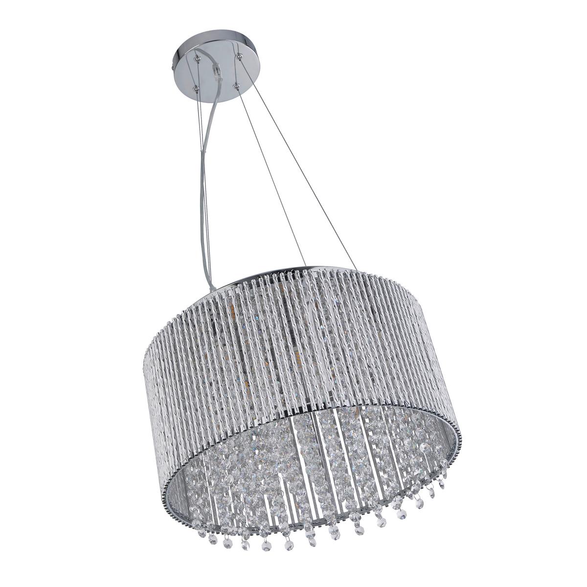 Hängeleuchte Elise H: 142 Cm 8-Flammig, Höhenverstellbar - Chromfarben, KONVENTIONELL, Glas/Metall (41/142cm)