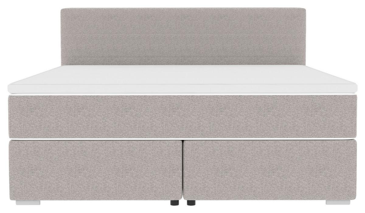 Boxspringbett mit Topper 160x200 Catania - Chromfarben/Hellgrau, KONVENTIONELL, Textil (160/200cm)
