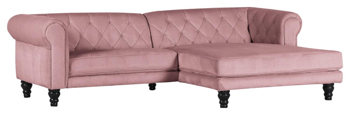 Ecksofa Jonte Rosa S: 260x160 cm - Dunkelbraun/Rosa, Design, Textil (260/160cm) - MID.YOU