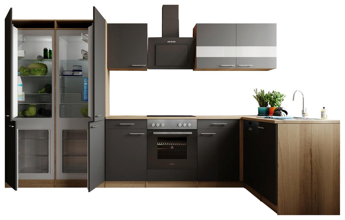 ECKKÜCHE Merle, Grau S: 340x172 cm - Eichefarben/Grau, Trend, Holzwerkstoff (340/172cm) - Respekta