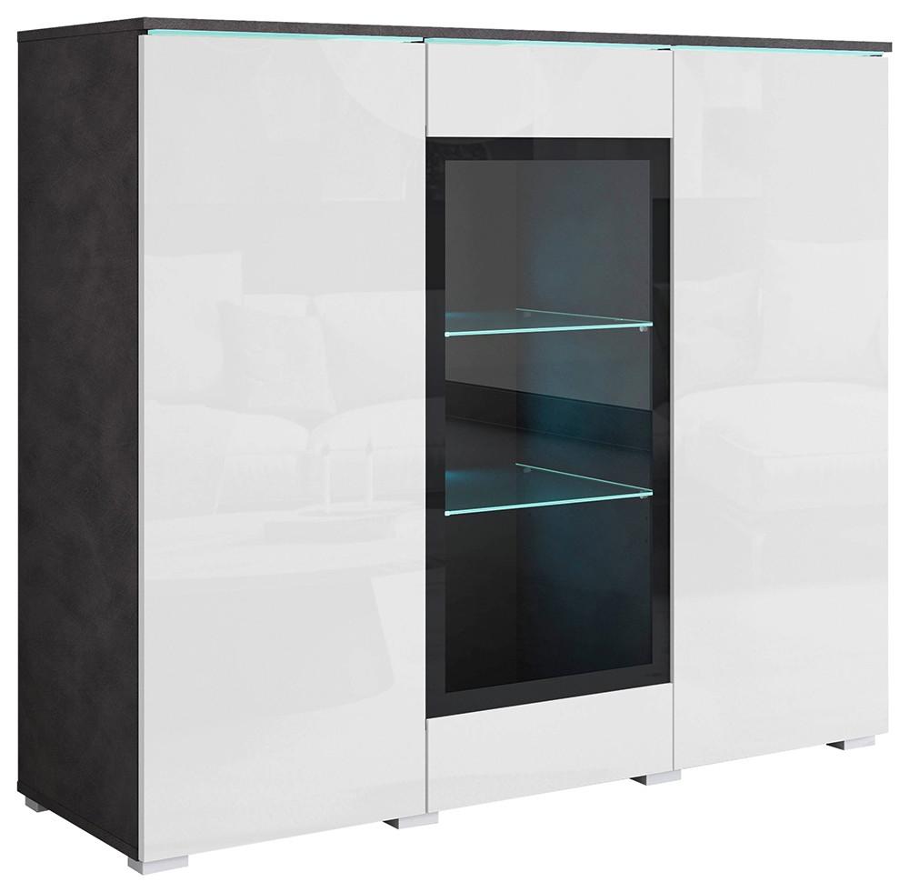 Highboard 120cm Vera Anthrazit/Weiss Hochglanz