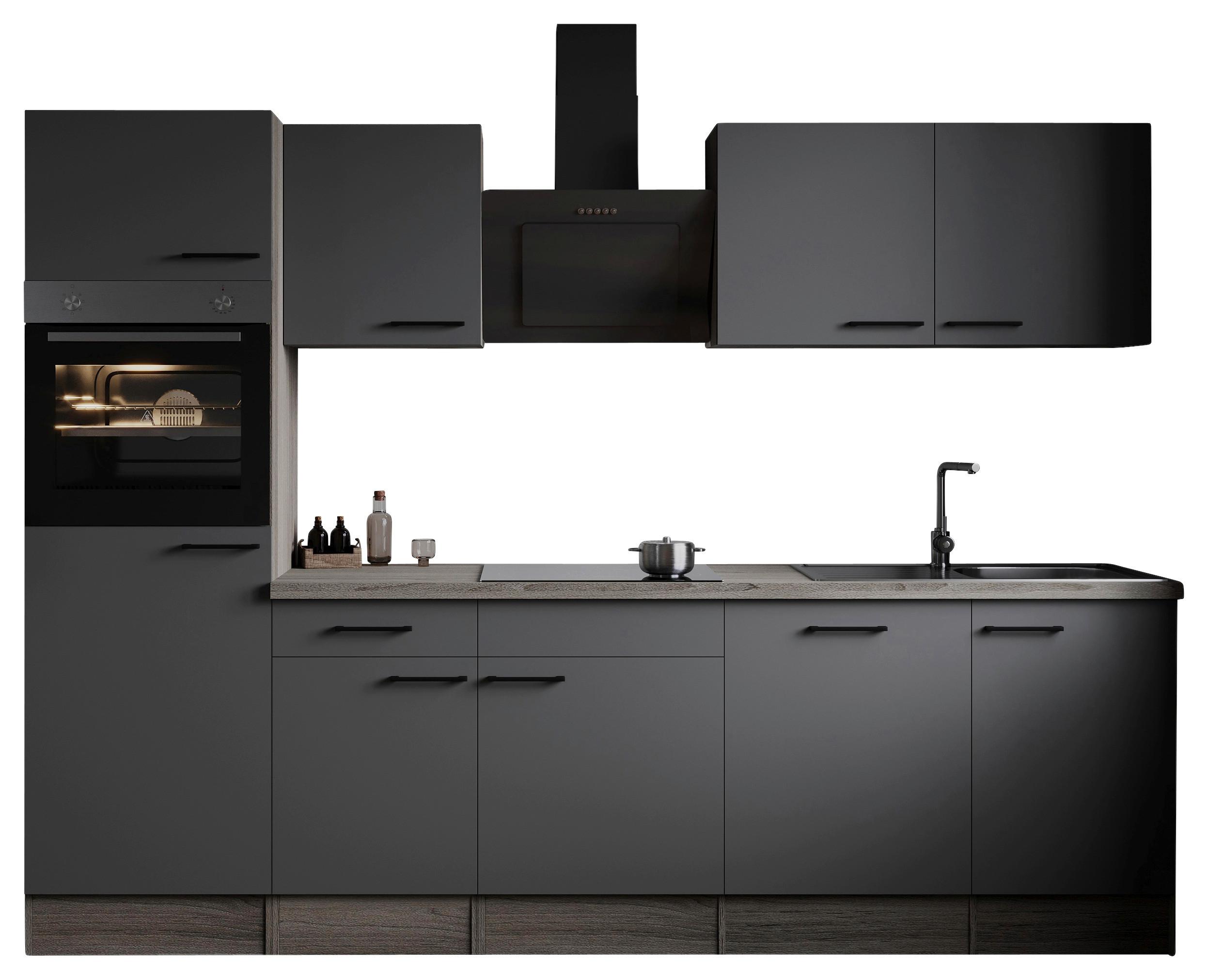 Küchenblock Oliver Grau, Eiche Dekor B: 280 Cm - Eichefarben/Eiche Artisan, Design, Holzwerkstoff (280cm) - Respekta