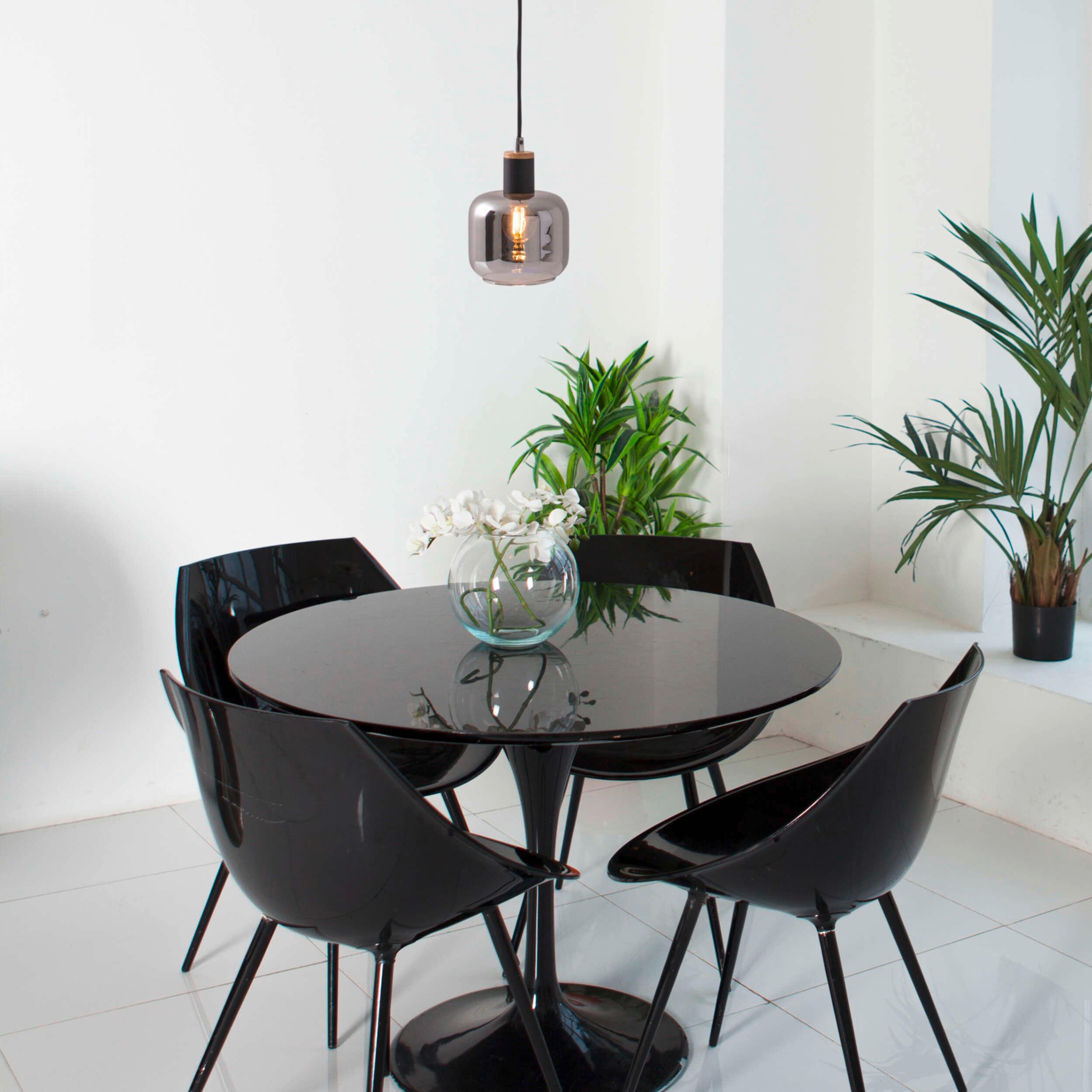 Pendelleuchte Fumoso - Schwarz/Naturfarben, Design, Glas/Metall (13/120cm) - Näve
