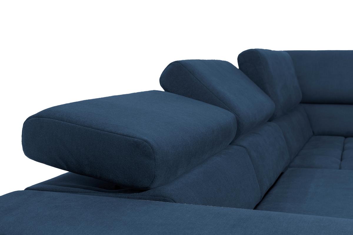 Eckschlafsofa Elias Neu Blau S: 307 Cm - Blau/Schwarz, Design, Textil (307/201cm) - Livetastic