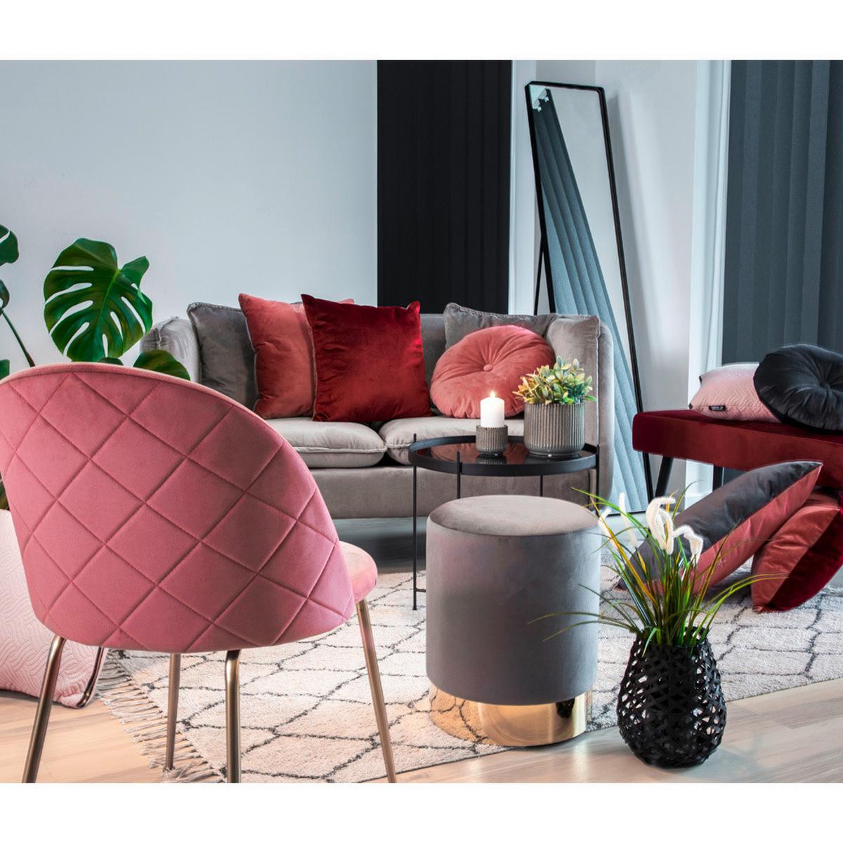 Stuhl-Set Geneve Rosa B: 51 cm - Messingfarben/Rosa, MODERN, Textil/Metall (51/78/56cm) - MID.YOU