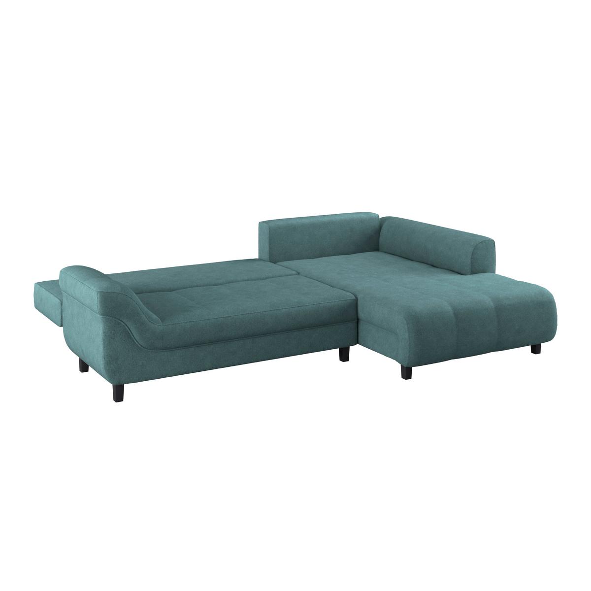 Ecksofa Mendoza - Petrol/Schwarz, Design, Textil (309/197cm) - Ondega