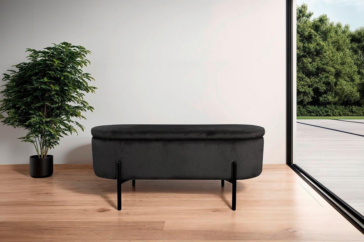 Sitzbank Nova Schwarz B: 95 cm - Schwarz, Design, Textil/Metall (95/42/37,5cm) - MID.YOU