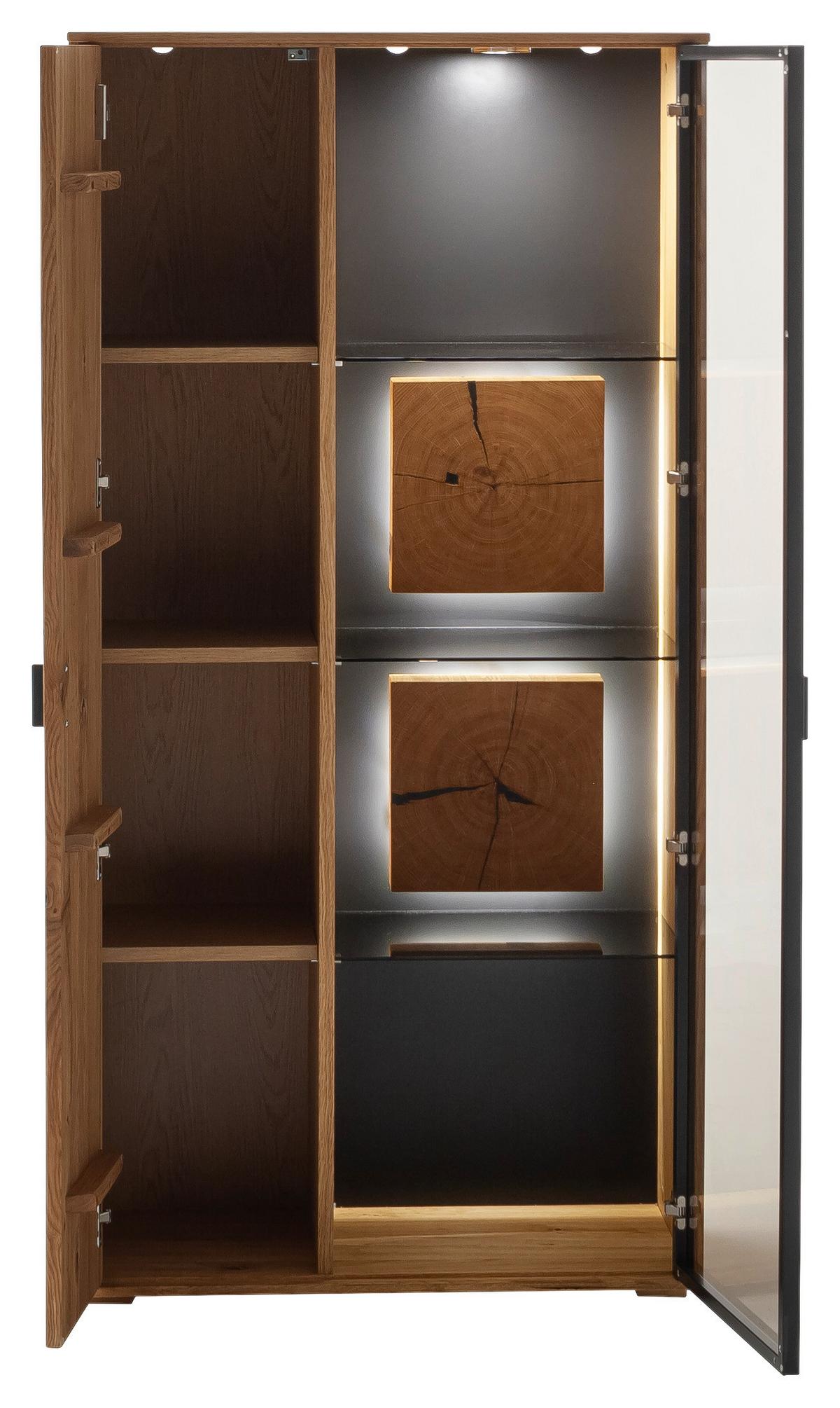 Highboard Assini Wildeiche B: 78 cm - Wildeiche, Design, Glas/Holz (78/156/37cm) - MID.YOU