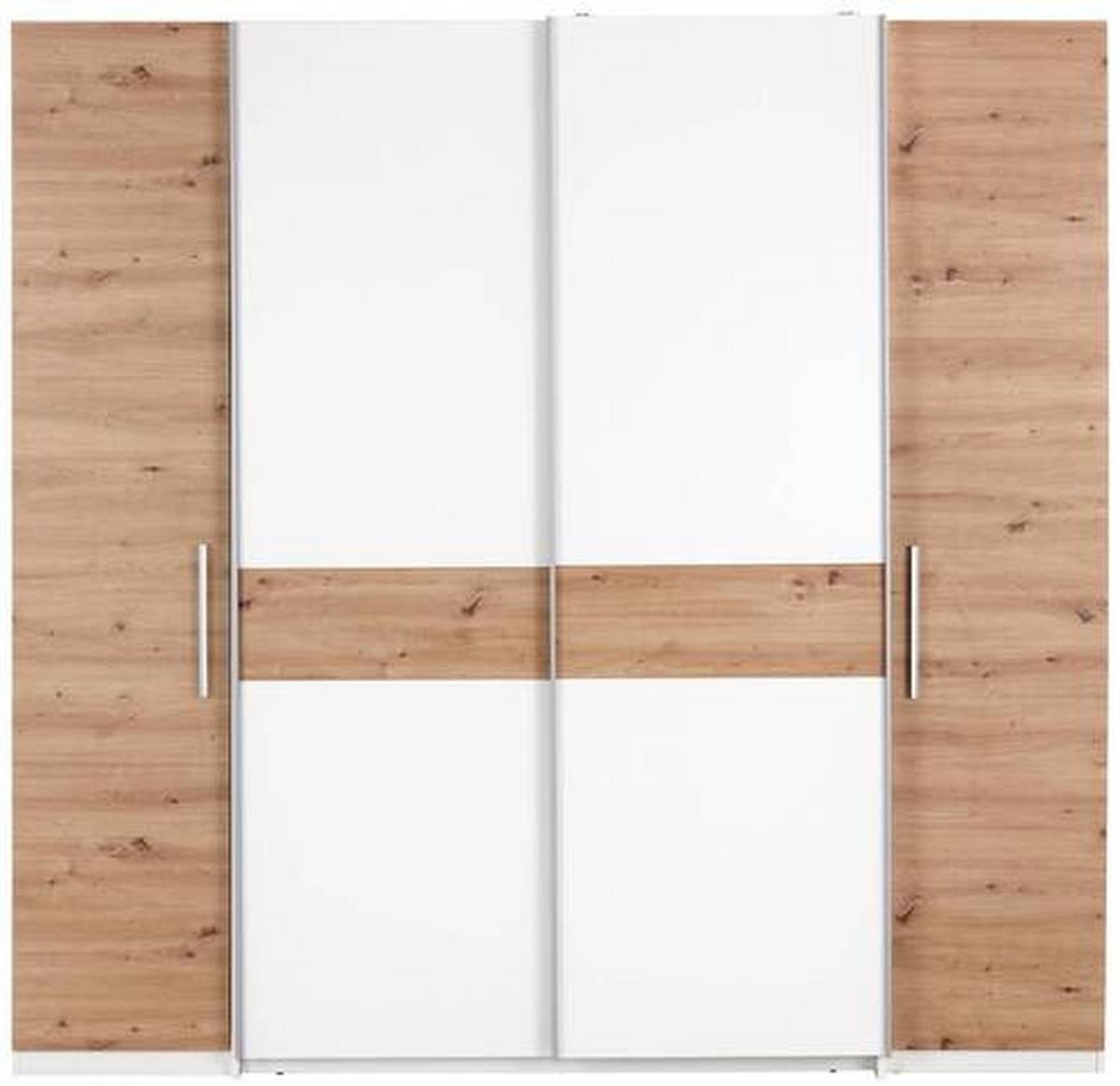Drehtürenschrank B: 215 cm Fabio Weiß/Eiche Artisan Dekor - Weiß/Eiche Artisan, KONVENTIONELL, Holzwerkstoff (215/215/62cm)