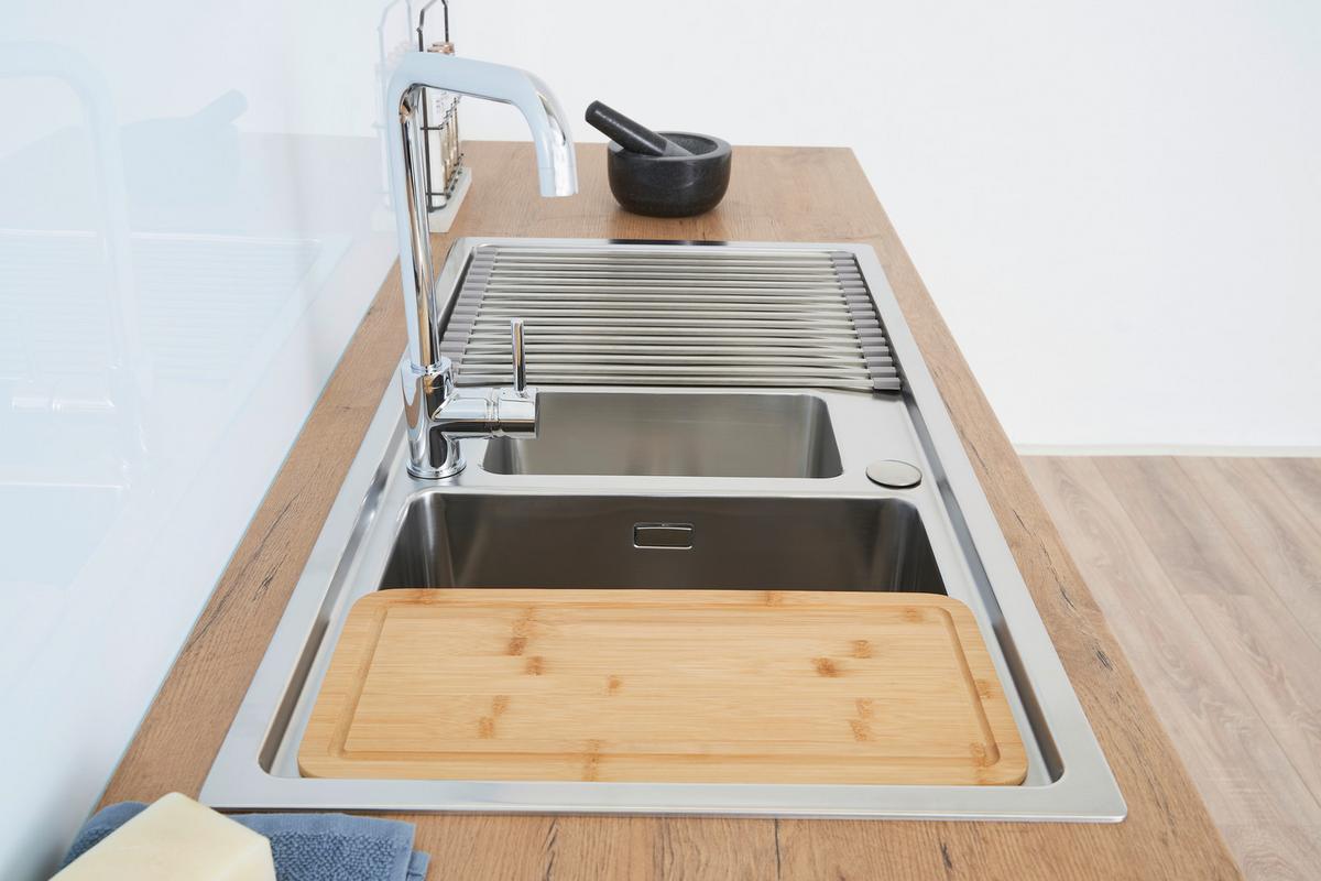 Spüle Respekta Ohio Kunststein Bxt: 66x50 Cm - Edelstahlfarben, Trend, Metall (100/20,3/50cm) - Respekta