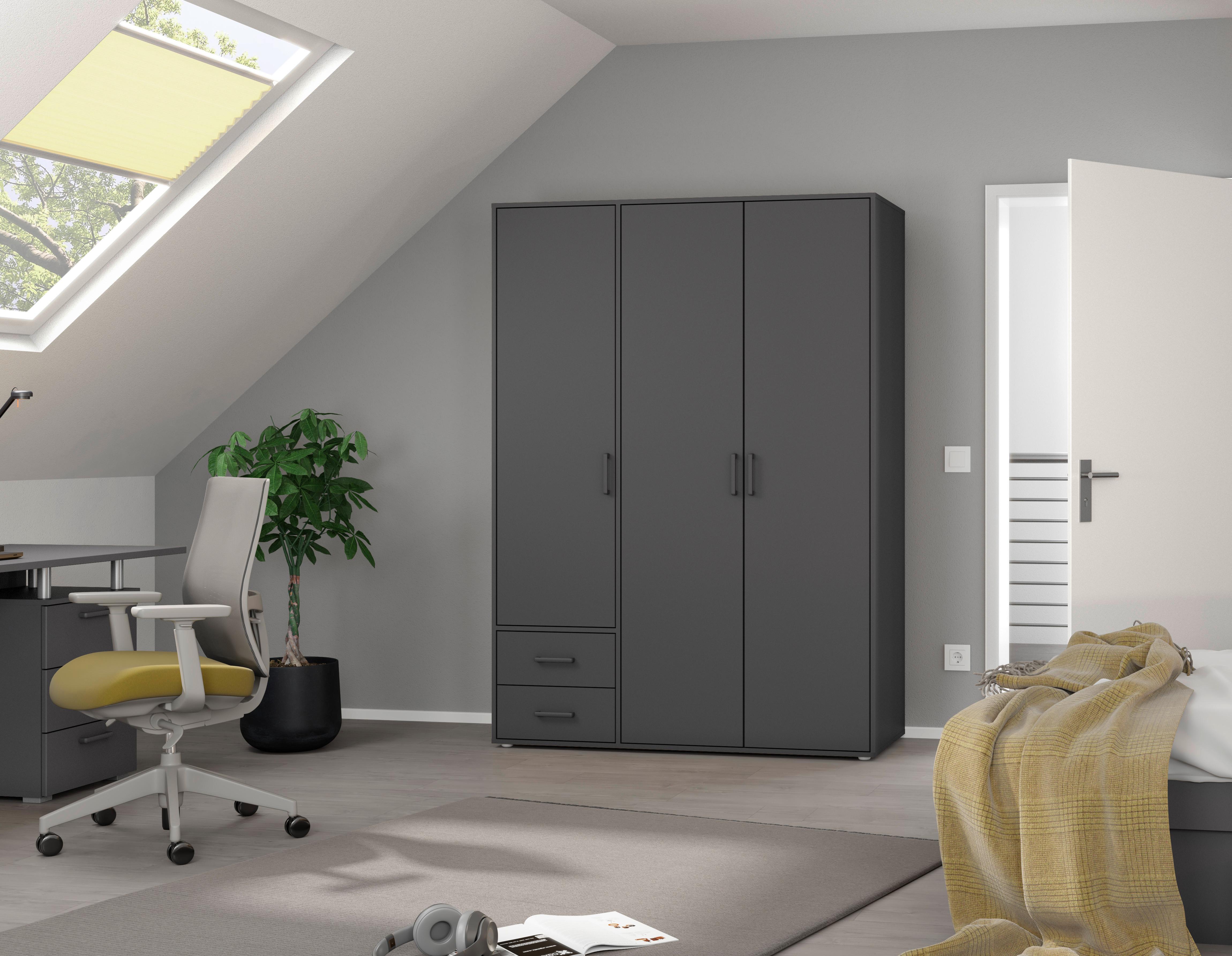 Drehtürenschrank Voyager Grau B: 140 Cm - Grau, MODERN, Holzwerkstoff (140/194/53cm) - Rauch Möbel