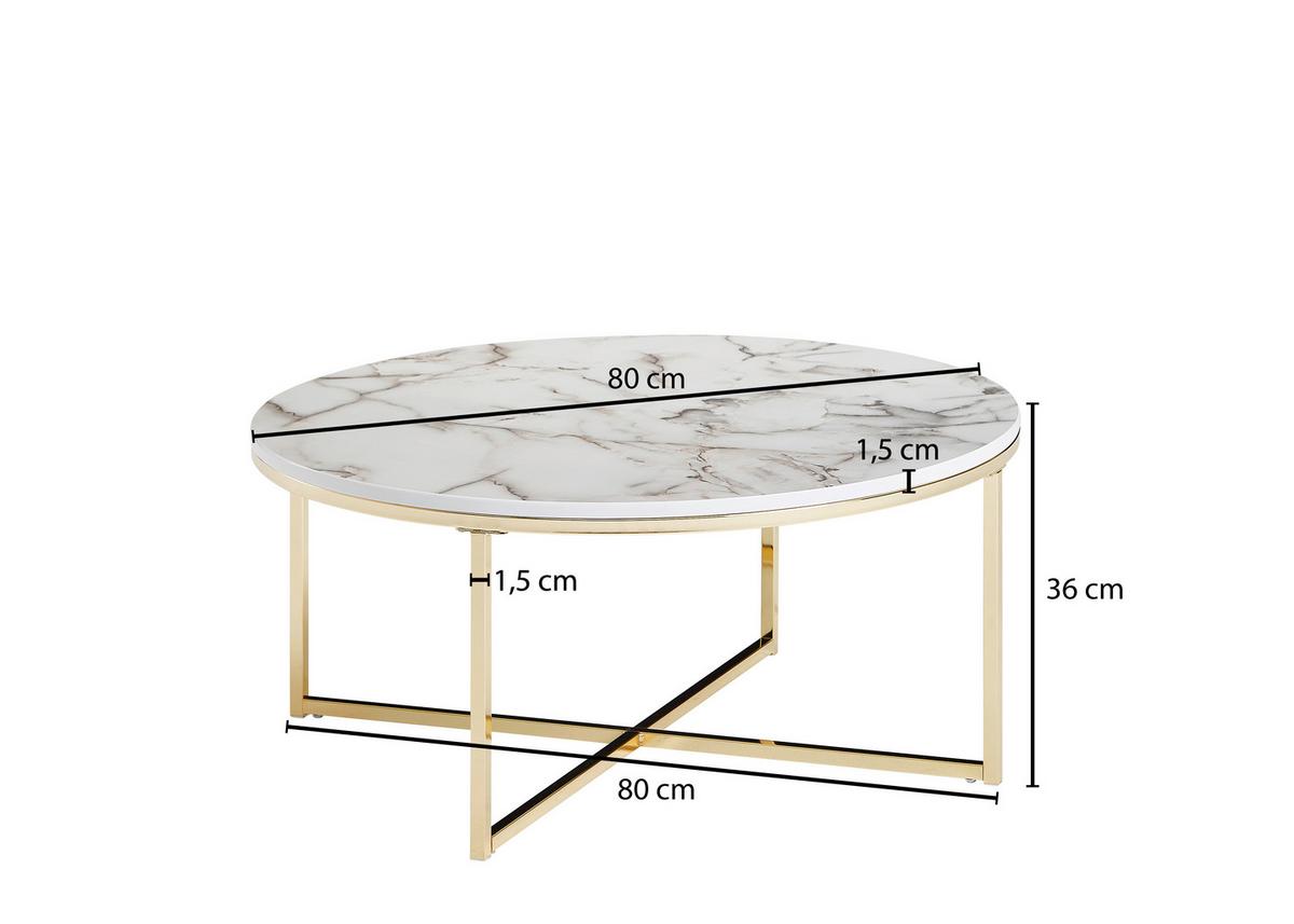 Konferenční stůl bílý/černý - bílá/barvy zlata, Konvenční, kov/kompozitní dřevo (80/36cm) - MID.YOU