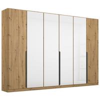 Drehtürenschrank Artemis 271 cm Weiß/Eiche Dekor - Weiß/Eiche Artisan, MODERN, Glas/Holzwerkstoff (271/210/54cm) - Rauch Möbel