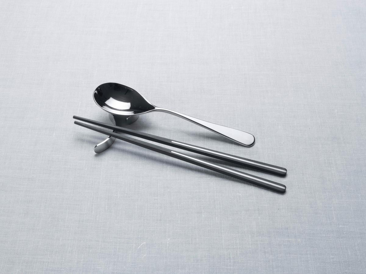 Essstäbchen Audrey Asian Set Schwarz - Schwarz, Basics, Kunststoff/Metall - Pintinox