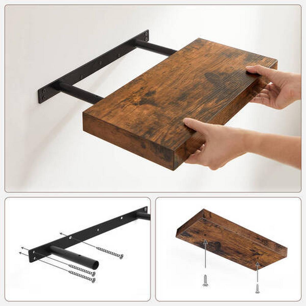 Wandregal Iron B: 40 cm Braun - Schwarz/Braun, Basics, Holzwerkstoff (40/3,8/20cm) - Boxxx