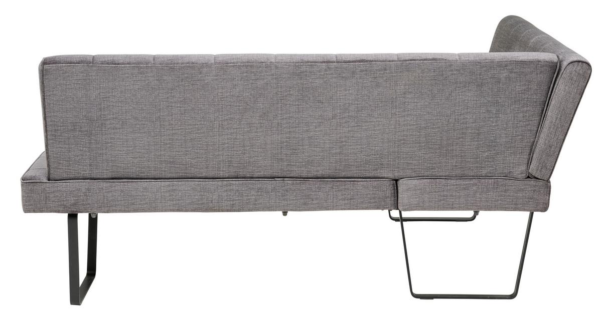 Eckbank Tilos Samt Dunkelgrau, S: 150x190 cm - Dunkelgrau/Schwarz, KONVENTIONELL, Textil/Metall (150/190cm) - MID.YOU