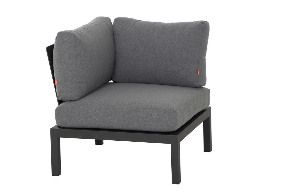 Loungegarnitur 4-Tlg Teakholz/Metall mit Kissen - Anthrazit/Grau, KONVENTIONELL, Holz/Textil (252/84/252cm) - Siena Garden