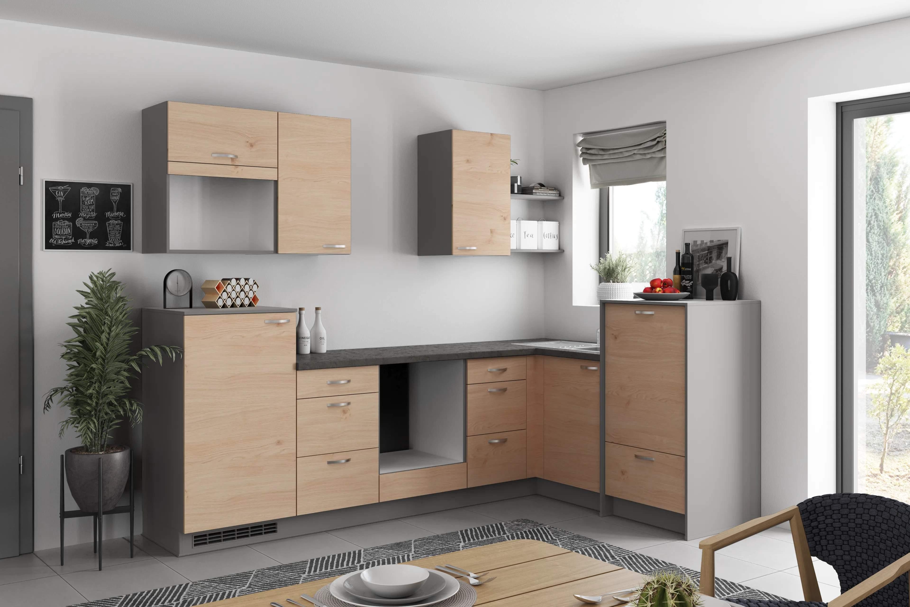 Eckküche Plan - Wildeiche/Anthrazit, MODERN, Holzwerkstoff (280/178cm) - Express