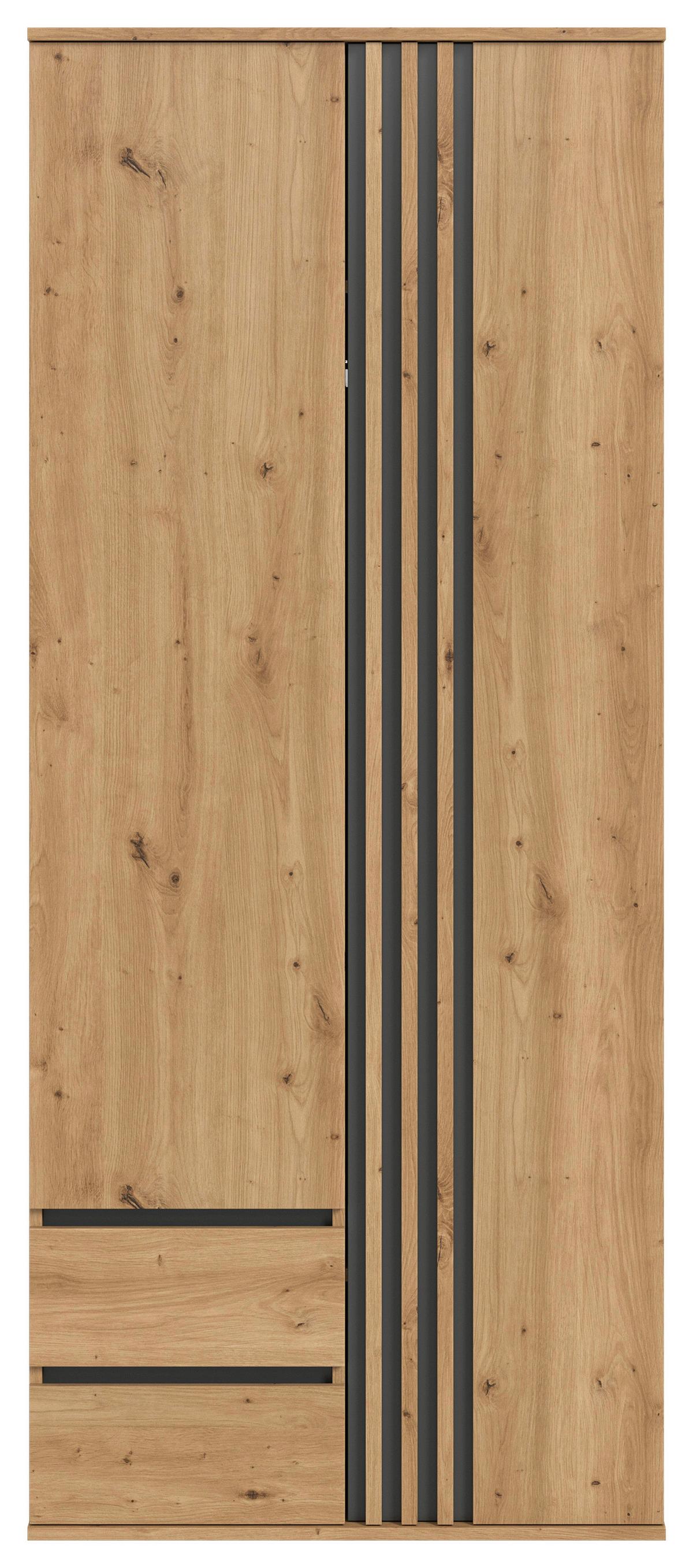 Drehtürenschrank Tofta Eiche Dekor/Anthrazit B: 80cm - Anthrazit/Eiche Artisan, ROMANTIK / LANDHAUS, Holzwerkstoff (80/192/56cm) - Livetastic
