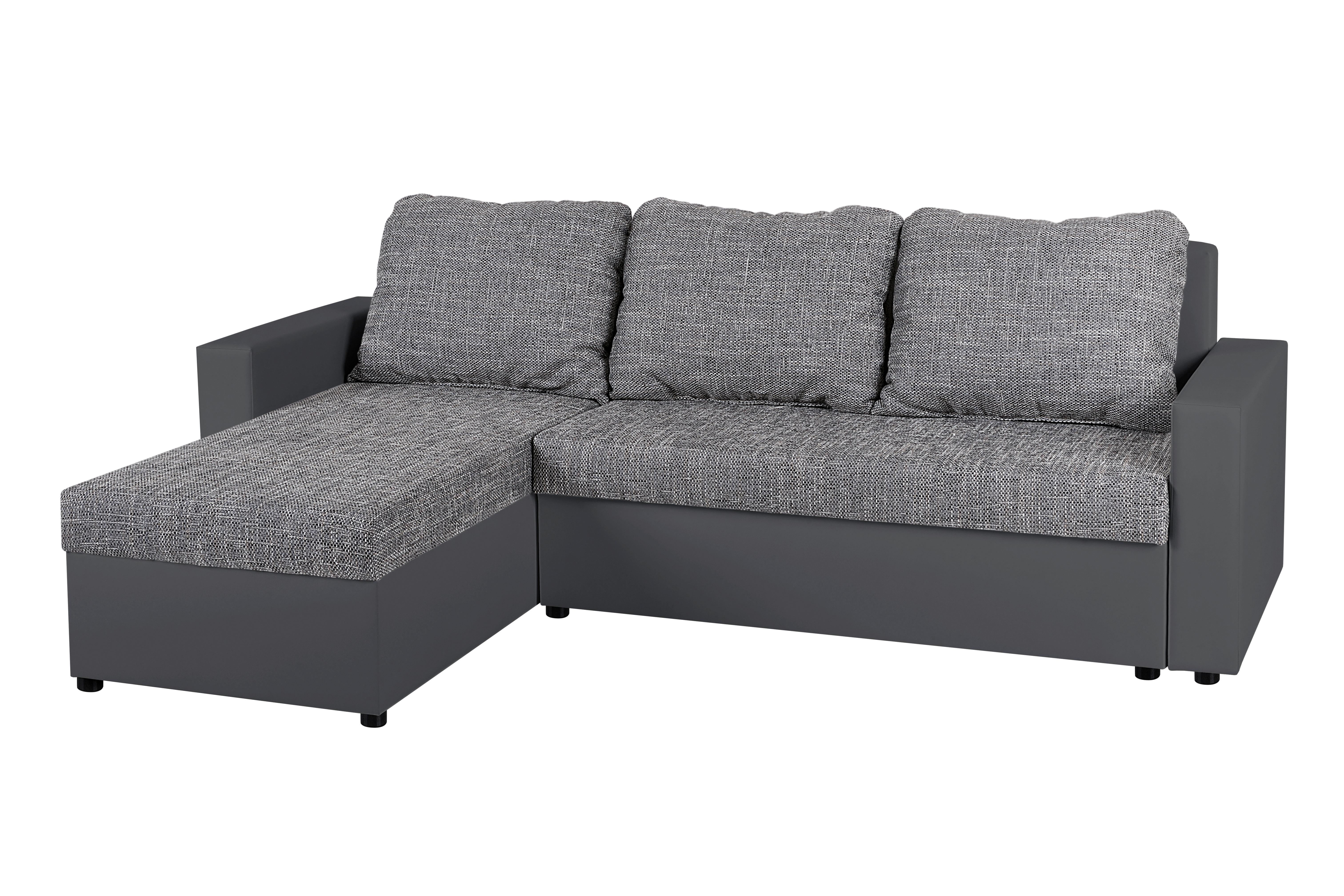 ECKSOFA Hit Grau S: 147x228 cm - Schwarz/Grau, Design, Holzwerkstoff/Textil (147/228cm) - P & B