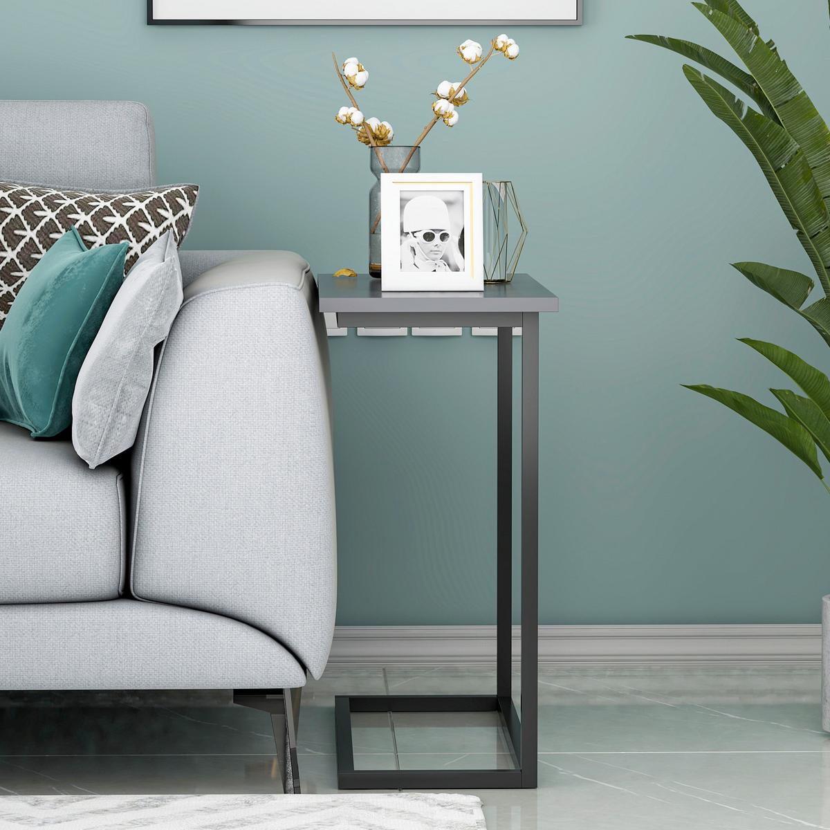 Beistelltisch Narin Anthrazit B: 64 Cm - Anthrazit/Schwarz, Design, Holzwerkstoff/Metall (64/30/62cm) - Livetastic