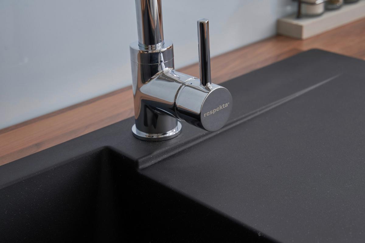 Spüle Respekta Denver Kunststein 78x43,5 Cm - Schwarz, Trend, Glas/Kunststoff (78/17/43,5cm) - Respekta