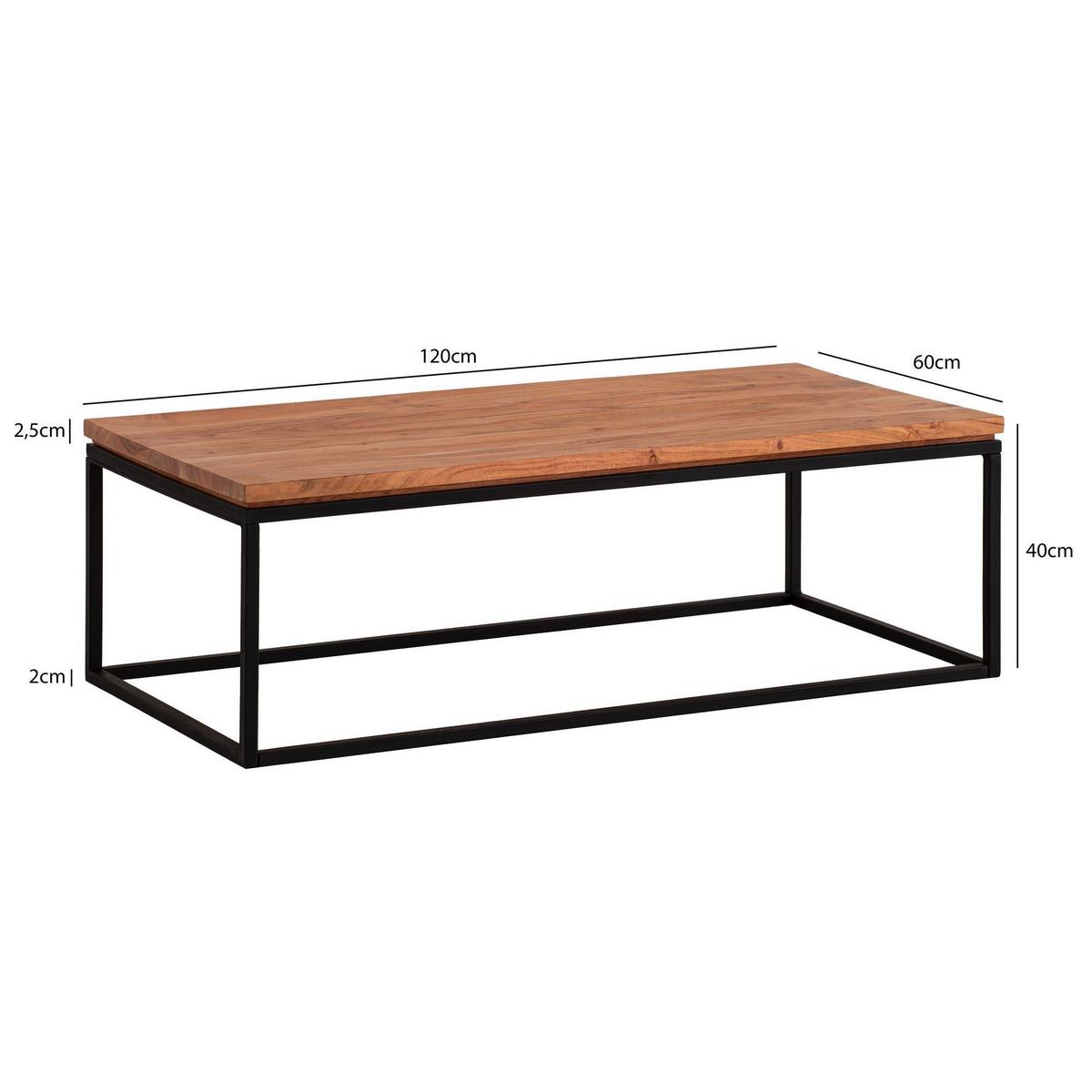 Konferenční stolek akácie - černá/barvy akácie, Design, kov/dřevo (120/60/40cm) - Livetastic