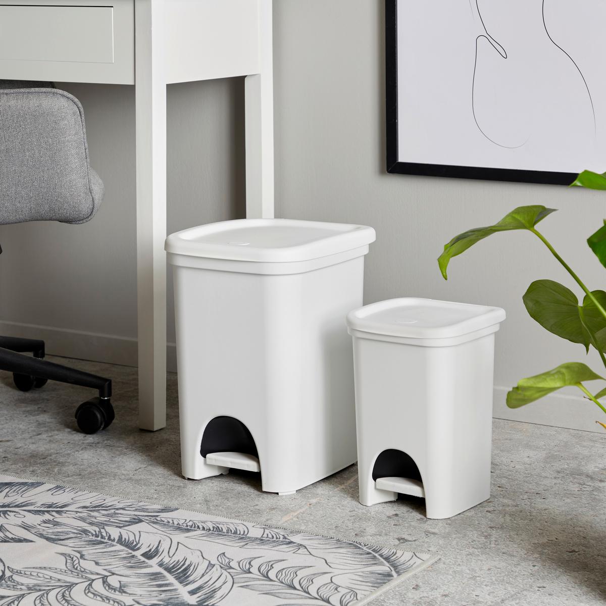 Treteimer Romana 6l Weiß Kunststoff Lxbxh: 20,5x21,5x28,5 - Schwarz/Weiß, KONVENTIONELL, Kunststoff (20,5/21,5/28,5cm)