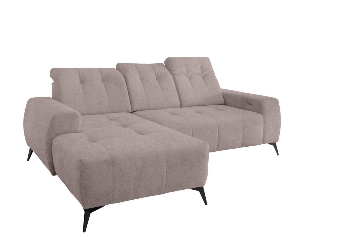Ecksofa mit USB Anschluss Sano, Taupe , S: 180x258 cm - Taupe/Schwarz, MODERN, Textil (180/258cm) - Livetastic