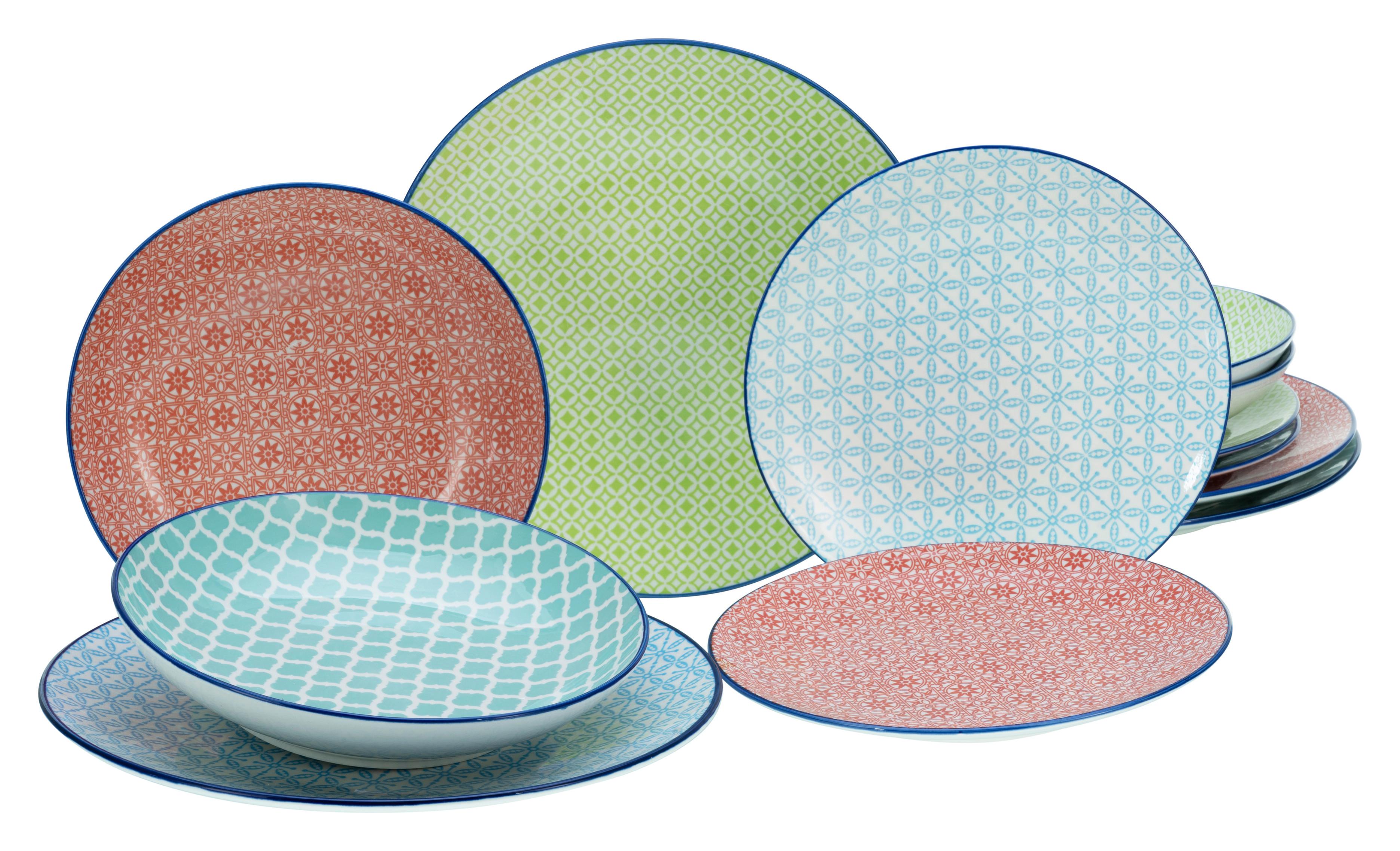 Tafelservice 10689 - Blau/Rot, Basics, Keramik (30,5/30/32cm) - Creatable