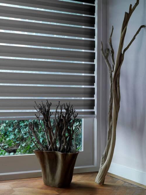 Doppelrollo Doppel-Rollo K.28mm Tl - Grau, KONVENTIONELL, Textil (100/175cm)