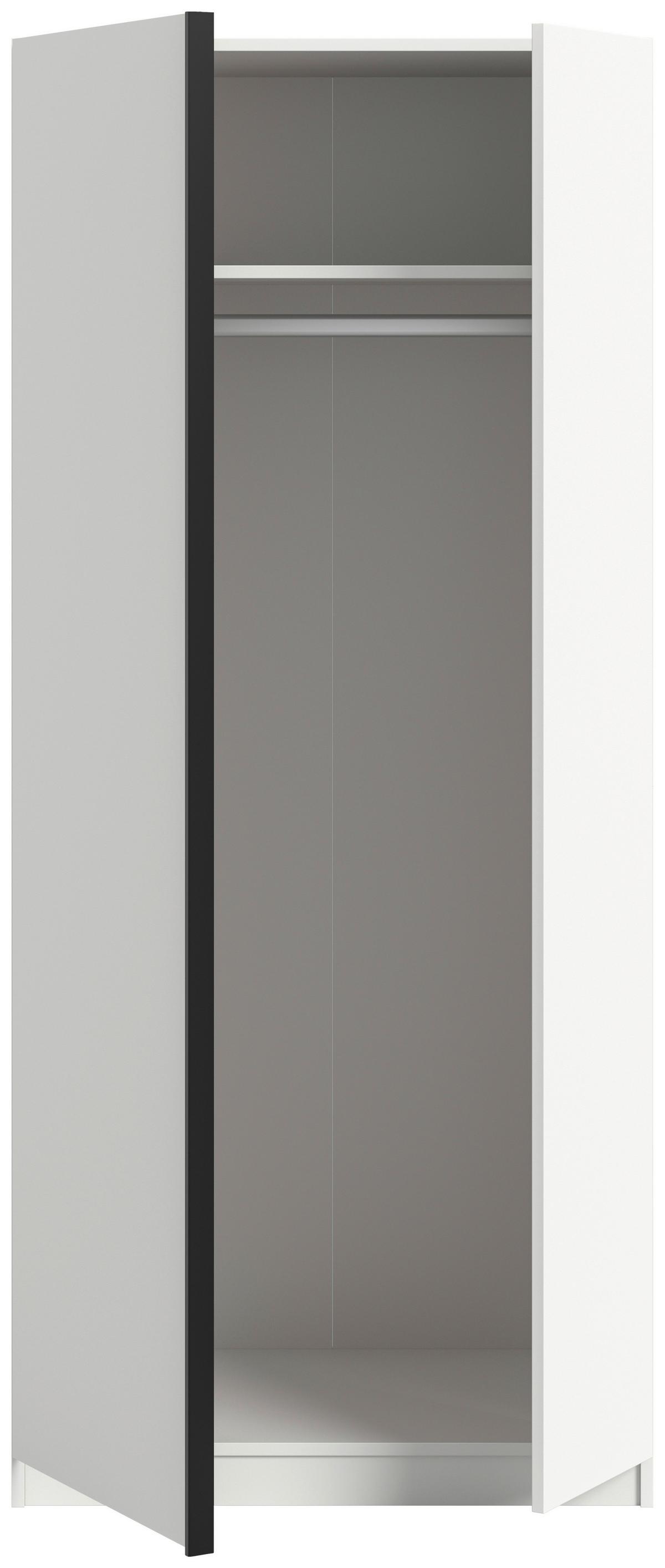 Šatní skříň Oakland bílá - bílá/černá, Moderní, kompozitní dřevo/plast (80/183/53cm) - MID.YOU