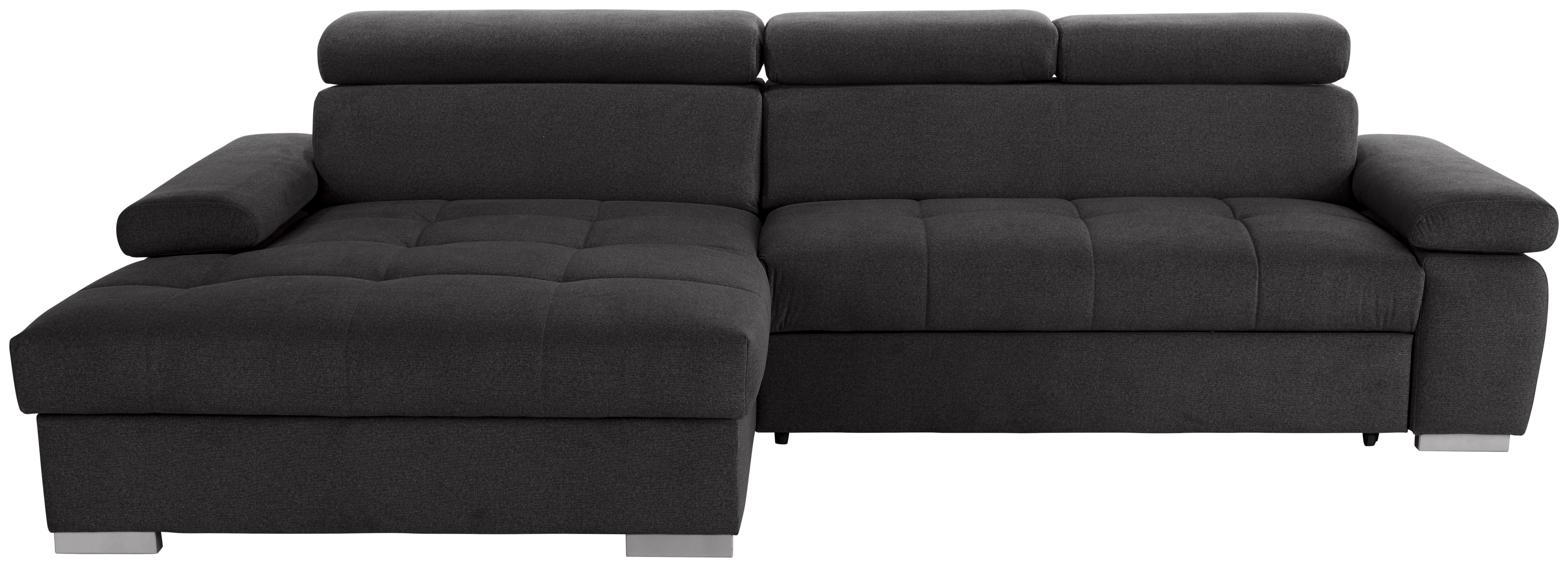 Ecksofa mit Bettkasten Perry Graphitfarben 292x183 cm - Silberfarben/Graphitfarben, Design, Textil (183/292cm) - Livetastic
