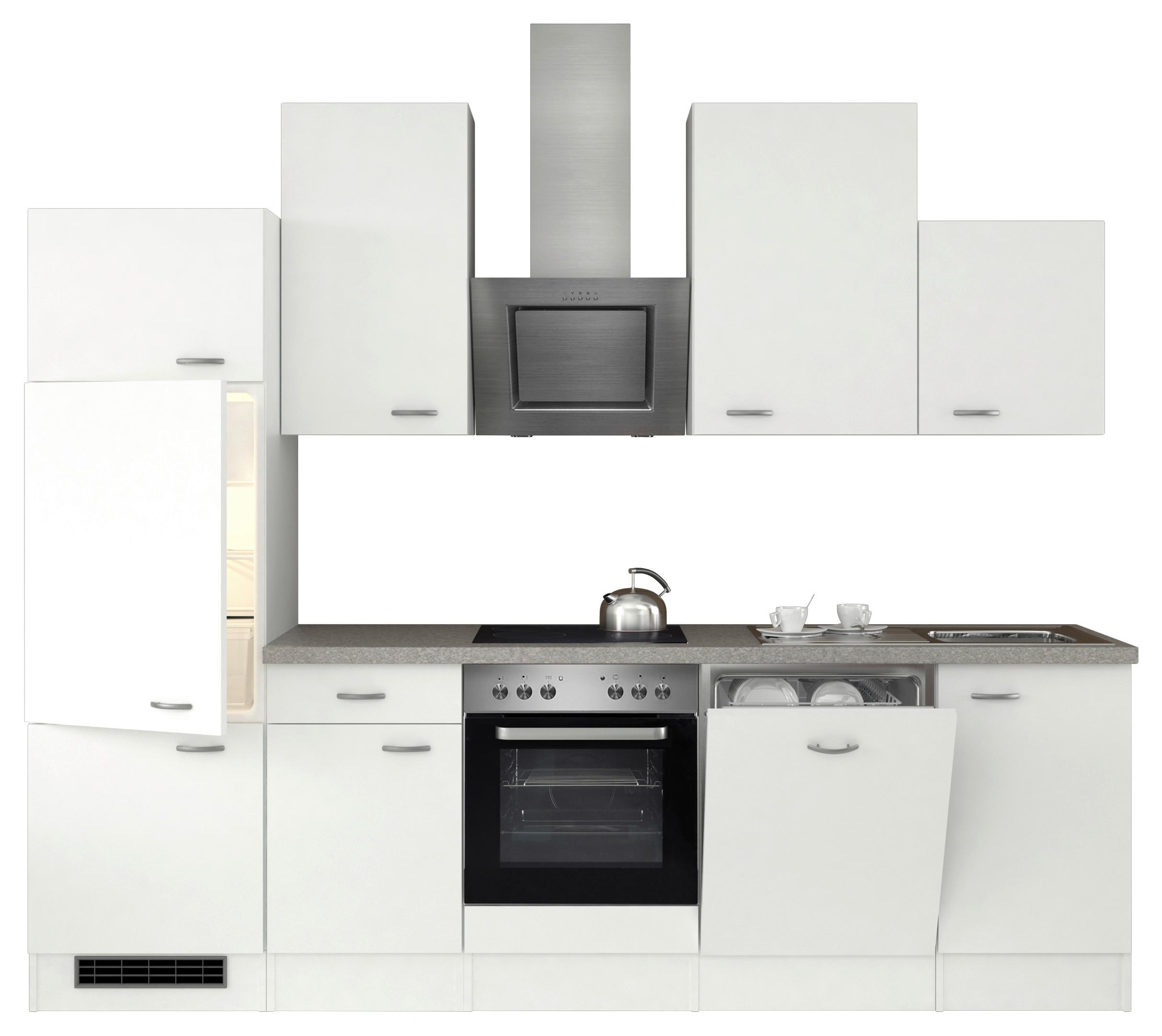 Küchenzeile Wito mit Geräten 280 cm Weiß/Grau Modern - Hellgrau/Weiß, MODERN, Holzwerkstoff (280cm) - FlexWell