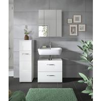 Badezimmer Ice Weiß Hg B: 90 Cm - Weiß Hochglanz/Schwarz, MODERN, Holzwerkstoff (90/173/30cm) - MID.YOU